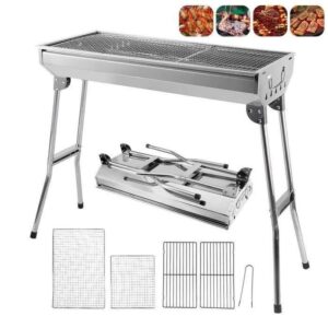 Edelstahl Holzkohlegrill | Klappbarer & Tragbarer Gartengrill (73*33,5*70 cm)